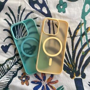 Apple Phone Case Duo - Teal and Yellow